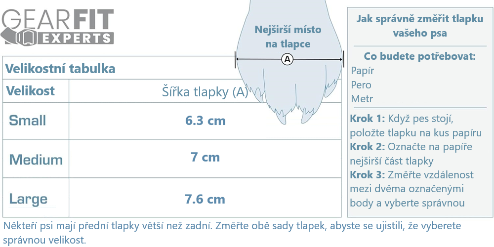 Veľkostná tabuľka - Kurgo Blaze Dog Boots