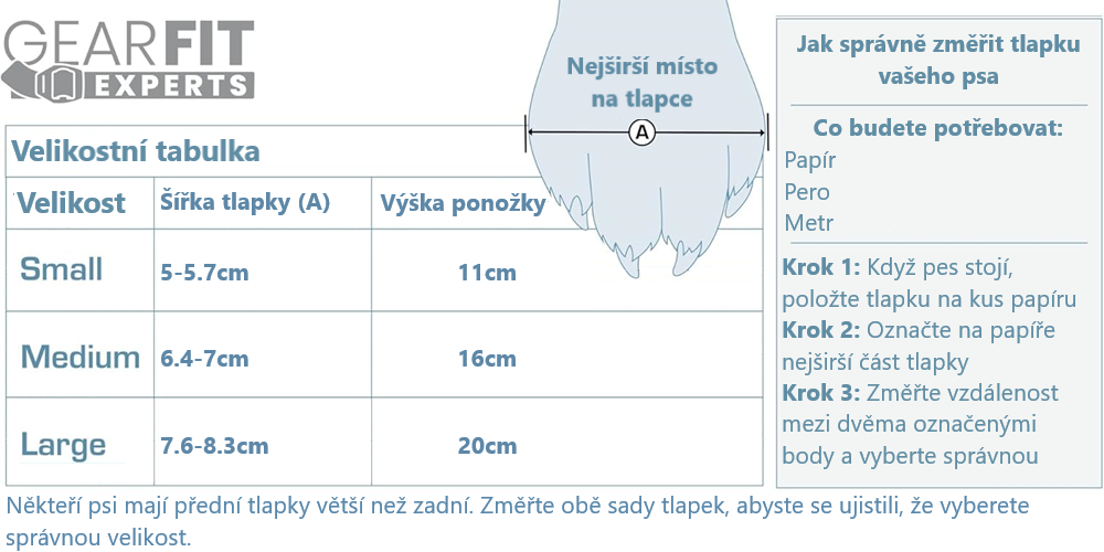 Veľkostná tabuľka - Kurgo Blaze Dog Socks