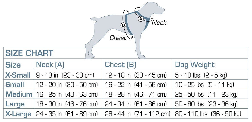 Velikostní tabulka pro journey air harness