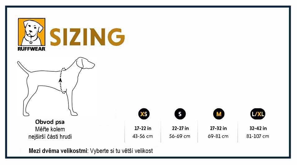velkostna tabulka Sizing Chart - Front Range™ Day Pack